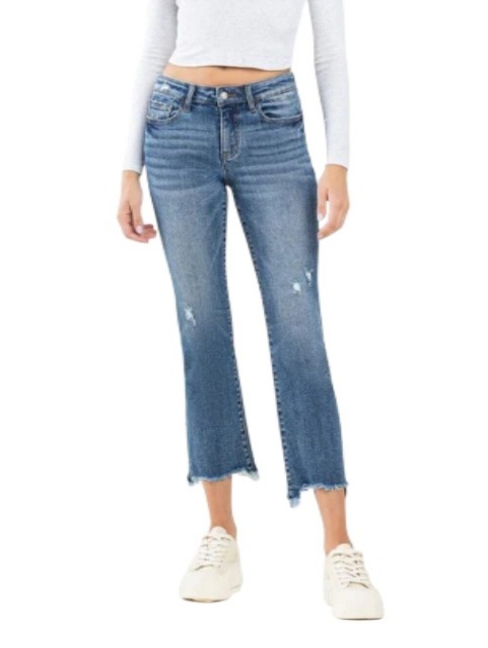 Lovervet  Bootcut Distressed Ankle Fray Denim Jeans